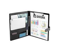 QWORK® A4 Carpeta con Pinza, Portapapeles con Tapa y Múltiples Compartimentos, Capacidad para Documentos A4 A5 y Tarjetas de Visita (Negro)