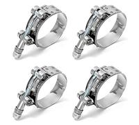 QWORK® Abrazadera de Manguera, Clips Manguera, para fijación de Manguera, Acero Inoxidable, 46mm - 52mm, 4 Piezas
