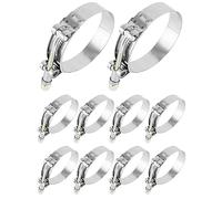 QWORK Abrazadera de manguera de acero inoxidable con perno en T de 2.5 pulgadas, paquete de 10 unidades de rango de trabajo de 70 mm a 78 mm para manguera de 2.5 pulgadas, abrazadera de manguera de