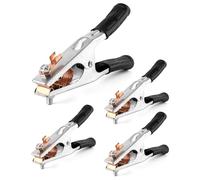 QWORK Abrazadera de tierra de soldadura de cobre, paquete de 4 abrazaderas de tierra galvanizadas de 500 A, clip de tierra de soldadura de cobre para soldador manual tipo EE. UU