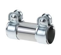 QWORK® Abrazadera escape acero inoxidable, Ø45 mm x 125 mm abrazadera doble para tubo de escape, para sistemas de escape y proyectos de bricolaje