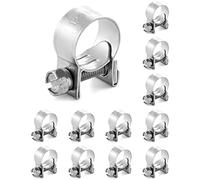 QWORK Abrazaderas de manguera, 12 unidades, 12-14 mm (15/32''-9/16'') 304 de acero inoxidable Mini inyección de combustible abrazaderas de manguera de tubo ajustable Clip de manguera