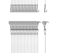 QWORK® Alambre Colgante para Colgar Cuadros Pinturas Fotos, Cable de Colgar de Acero Inoxidable de 2m x Ø1.5mm con Ganchos Ajustables y Gancho de Carril, 20 Piezas