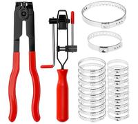 QWORK® alicates abrazaderas coche, alicates para abrazadera de manguera, juego de herramientas de bandas,con 20 abrazaderas de manguera ajustables