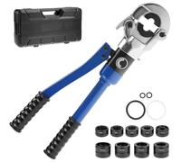 QWORK® Alicates de Crimpado, Prensa de Tubos Hidráulicos para Tubos de Plástico de Aluminio y Tubos de Acero Inoxidable, Compatible con TH-Kontur 16-32mm y V-Kontur 12-28mm