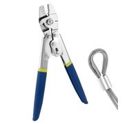 QWORK® Alicates para prensar cables de acero inoxidable, hasta 2.2 mm, con mangos antideslizantes y función de corte