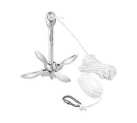 QWORK® Anclaje de Barco de 1.5 kg, Ancla Plegable, Que Incluye línea de Ancla de 10 Metros, una boya de Bola y una Bolsa de Almacenamiento, para Kayaks, canoas y Motos acuáticas
