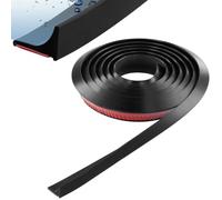 QWORK® Barrera agua ducha, 2M tira protectora de tapón de agua de silicona negra, para baños, cocinas