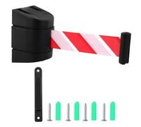 QWORK® Barrera retráctil para cinturón, caja de ABS de 5 m, cinturón rojo y blanco, con tornillos