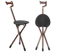 QWORK® Bastón con Asiento, Bastón Ajustable con Cinco Niveles de Altura, Bastón Plegable, Bastones para Mayores, para Hombres y Mujeres