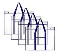 QWORK Bolsa grande de almacenamiento para pósteres, paquete de 4 bolsas transparentes de PVC de 31.5 x 25.5 pulgadas con asa larga, bolsillo adicional, para tablones de anuncios, obras de arte y