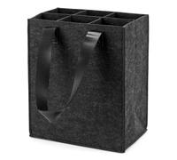 QWORK Bolsa para Botellas de Fieltro Reutilizable con Asas de Cuero PU Reforzado para 6 Botellas de Cerveza y Vino