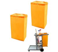 QWORK Bolsa para carrito de limpieza, 2 unidades de 24 galones, impermeable, de gran capacidad, acolchada, para limpieza comercial, bolsa de repuesto para recoger basura o ropa (amarillo)