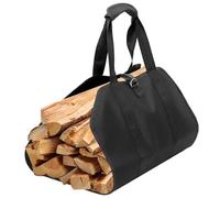 QWORK® Bolsa para transportar leña, bolsa para leña para chimenea de 100 x 46 cm, bolsa de registro impermeable, color negro