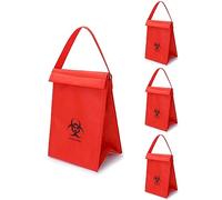 QWORK Bolsa térmica con aislamiento médico de riesgo biológico, paquete de 4 unidades, bolsa de transporte de muestras médicas, bolsa de transporte biológico, 6.75 x 10 x 5.75 pulgadas, rojo