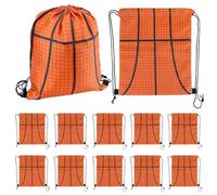 QWORK Bolsas deportivas pequeñas con cordón, paquete de 12 mochilas plegables de poliéster estilo baloncesto con correas ajustables, bolsa de caramelos, 10 x 12 pulgadas, Rojo -