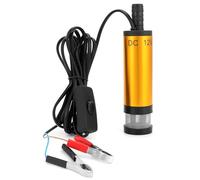 QWORK® Bomba de agua de 12 V, 38 mm, bomba diésel con clip, acero inoxidable, cable de alimentación de 3 m, para diésel, queroseno y agua