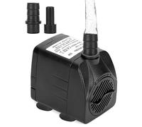 QWORK® Bomba de Agua Sumergible Pequeña - Ultra Silenciosa - 800 L/H - 15 W - Altura de Elevación 1,6 m - para Acuario, Fuente, Estanque, Sistemas Hidropónicos (con 2 Boquillas)