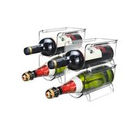 QWORK® Botellero apilable para 4 Botellas, botellero Transparente, Universal, para Cocina, frigorífico y Bodega