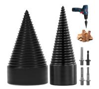 QWORK® Broca Divisora de Leña, 32mm+50mm Taladro Divisor de Leña con 4 Mangos, Broca Cónica para Leña, para Martillo Eléctrico, Taladro de Impacto