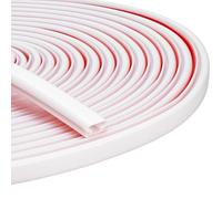 QWORK® Burlete de Goma Blanco 6m para Puertas y Ventanas, Autoadhesivo e Insonorizante, Forma de D, 10 x 6 mm