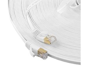 QWORK® Cable Ethernet 30 metros, cable Ethernet de alta velocidad Cat6 RJ45, extra largo en blanco, 1000 Mbit/s, ideal para enrutadores, conmutadores, portátiles