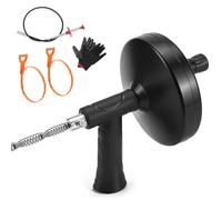 QWORK® Cable para limpieza de tuberías de 7,6 m con eliminador de obstrucciones de acero (90 cm) y herramienta multidiente (52 cm) - limpiador de desagües flexible para baños y cocinas