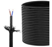 QWORK® Cable textil 2 hilos, 10 metros 0,75mm² cable de trenzado negro, para lámpara