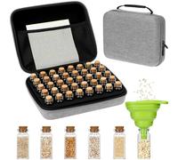 QWORK® Caja almacenamiento semillas, 40 ranuras de almacenamiento de semillas con tapón de corcho, etiquetas y embudo, para semillas de verduras, frutas y flores