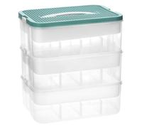 QWORK® Caja de almacenamiento con Tapa, 3 Niveles Cajas Almacenaje Plastico Transparente, Caja de Almacenamiento con Compartimentos Ajustables y Asa de Transporte