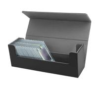 QWORK® Caja de almacenamiento de tarjetas, caja de tarjetas coleccionables, Caja Cartas Magic de cubierta de cuero PU, Negro