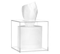 QWORK® Caja de pañuelos acrílicos de 14 * 14 * 14cm, Transparente, Caja de pañuelos faciales Cuadrada, para baño, Cocina
