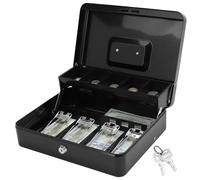 QWORK® Caja Dinero, Caja de Dinero Metálica con Cerradura y 2 Llaves, Caja Doble Capa 30x24x9cm, para Hogar, Oficina, Supermercados