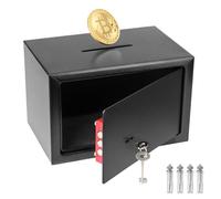 QWORK® Caja fuerte de 31 x 20 x 20 cm con ranura de depósito y cerradura de triple paletón - Protección antianzuelo - Robusta caja fuerte para pared, muebles y documentos
