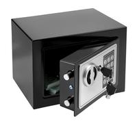 QWORK® caja fuerte, pequeña para el hogar, caja fuerte electrónica, acero de alta calidad, 23 x 17 x 17 cm, para efectivo, tarjetas de identificación y joyas.