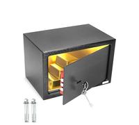 QWORK® Caja Seguridad 31 x 20 x 20 cm - Cerradura de Triple Paletón - Construcción Robusta de Acero - para Efectivo/Joyas/Teléfono/Objetos de Valor