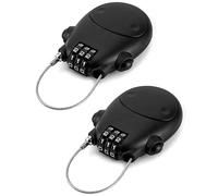 QWORK Candado de cable retráctil, paquete de 2 cerraduras de seguridad con contraseña de acero para equipaje