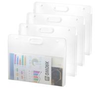 QWORK Carpeta de portafolio de arte, 17 x 13 pulgadas, material rígido sólido resistente al agua, paquete de 4 unidades translúcidas de gran almacenamiento para obras de arte, pintura de diamantes,