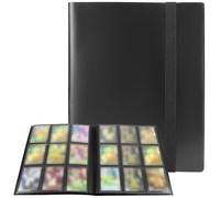 QWORK Carpeta de tarjetas de 9 bolsillos 360, carpeta de tarjetas de intercambio de carga lateral con correa elástica, álbum de tarjetas, para tarjetas deportivas, tarjetas coleccionables