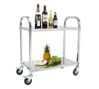 QWORK® Carro de Cocina de 2 Niveles - 75 x 40 x 83,5 cm - Acero Inoxidable 201- Ruedas silenciosas con Frenos