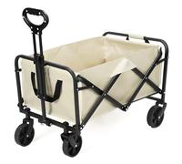 QWORK® Carro Plegable con Ruedas Grandes und Manija Ajustable, Carro Transporte para Jardín, Playa, Camping, Capacidad de Carga 80 KG