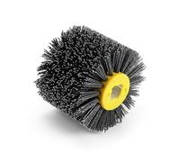 QWORK Cepillo de rueda de nailon grano 80, rueda de dibujo de nailon abrasivo, cepillo de amoladora de pulido, cepillo de pulido de pulido, 120 x 100 x 19 mm