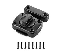 QWORK® - Cerradura de Puerta, Perno de Puerta, Cerrojo de Perno, Cerrojo Puerta de Seguridad, Cerradura Giratoria, Acabado de acero inoxidable pulido, negro, 1 Piezas