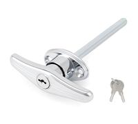 QWORK® Cerradura universal para puerta de garaje, cerradura con manija en T con revestimiento en polvo plateado y 2 llaves