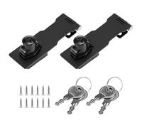QWORK - Cerrojo de puerta con llave de 4"(10cm), cierre de seguridad para puertas pequeñas, armarios y más, negro, 2 pieza