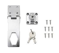 QWORK® - Cerrojo de puerta con llave de 4"(10cm), cierre de seguridad para puertas pequeñas, armarios y más, Acabado cromado, 1 pieza
