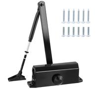 QWORK® cierra puertas automático, cierrapuertas hidráulico automático, con función de bloqueo, para puerta interior y puerta exterior, 40-60kg,negro