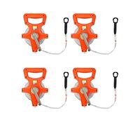 QWORK Cinta métrica de fibra de vidrio de 1,27 cm x 30,5 m, carrete abierto de ingeniero de doble cara, naranja, 4 unidades