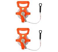 QWORK Cinta métrica de fibra de vidrio de 1,27 cm x 30,5 m, carrete abierto de ingeniero de doble cara, naranja, 2 unidades