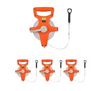 QWORK Cinta métrica de fibra de vidrio de 1,27 cm x 50 m, carrete abierto de ingeniero de doble cara, naranja, 4 unidades